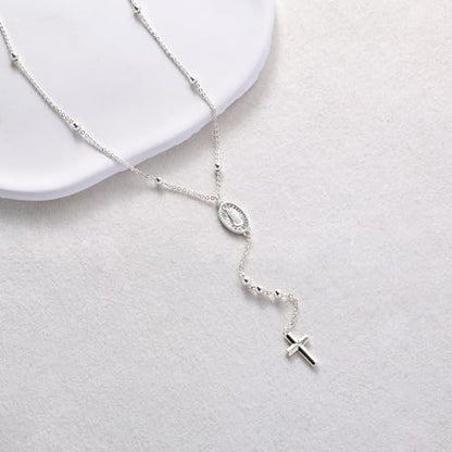 Lariat Gold Necklace for Women, Dainty Long Necklace 14k Gold Plated/Silver Y-Shaped Pendant Necklace Trendy Layered Cz Beaded Chain Drop Necklaces Simple Gold Jewelry for Women Gift - style: LC-1NK-22031-SLW