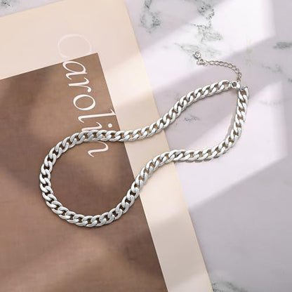 Moodear Gold Necklace for Women 14K Gold Plated Chain Necklace | Gold Chunky Necklace, Dainty Cuban Link Paperclip Chain Layered Necklace, Trendy Fashion Gift for Women Daily Wear - style: Cuban Chain