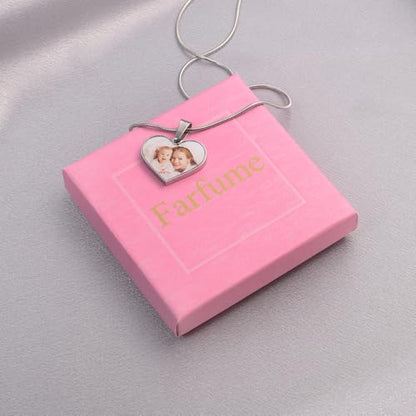 Farfume Personalized Photo Necklace for Women/Men, Memorial Jewelry Gifts | Holds 2 Pictures Pendant, Custom Engraved Text, Beautiful Locket for Girls, Durable Stainless Steel, Mothers Day Gifts - color: Heart Shape Silver Photo & Text