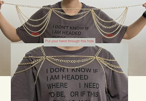 Gold Body Chain Shoulder Necklace Body Chain Layered Tassel Shoulder Chain for Festival Party Bridal Wedding Body Jewelry