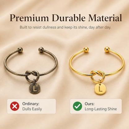 LemonRose Initial Bracelets for Women - Dainty Tie the Knot Letter A-Z 14K Gold Plated for Women Gold Cuff Bracelet for Womens Jewelry Personalized Bridesmaid Proposal Gifts - color: Gold L
