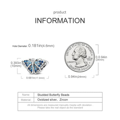 925 Sterling Silver Charm for Bracelet Necklace Women Dangle Pendant Beads | Love Faith Mom Ocean travel Butterfly Party Charm Beads Pendants DIY Jewelry Gift - color: Pave Butterfly Charm