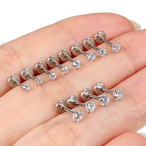 20G 18G 16G Cubic Zirconia Nose Rings Studs 316L Surgical Steel Hypoallergenic Nose Piercings Jewelry for Women Men CZ 2mm-3mm 24 Pcs - color: 1-A:18G-Silver-6mm