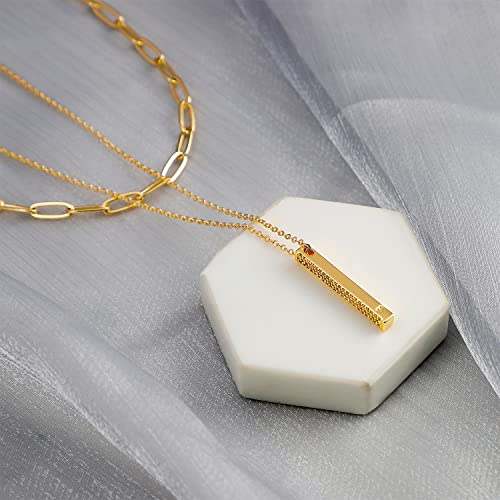 MEVECCO Dainty Pendant Layered Necklaces for Women | 18K Gold Plated Brass, 2-Piece Set With A Choker-Length Upper Layer, Wear Together Or Separately, Refined Everyday Style - style: Layer Vertical Bar