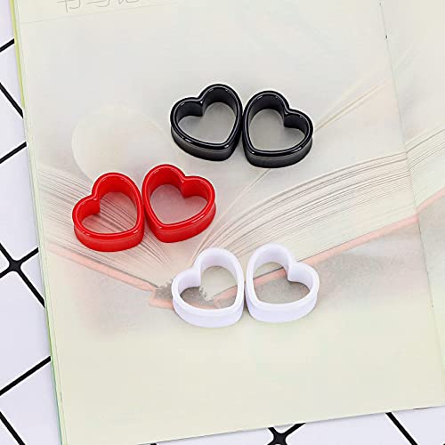 Qmcandy 6pcs/18pcs Heart Shape Acrylic Ear Tunnels Plugs Set Mix Color Stretcher Expander Piercing Tunnels Gauge 6G-7/8 inch - color: 3 pairs, 00g(10mm)
