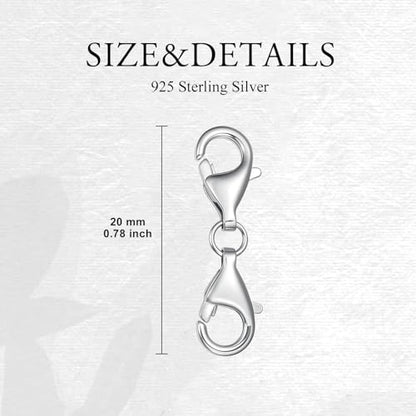 925 Sterling Silver Lobster Clasp for DIY Necklace Bracelet Jewelry Making, Double Spring Clasp with Closed Jump Rings, Necklace Extender Clasp Connector Bracelet Extension (Style 4) - style: Style 4