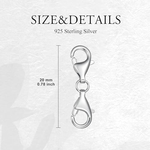 925 Sterling Silver Lobster Clasp for DIY Necklace Bracelet Jewelry Making, Double Spring Clasp with Closed Jump Rings, Necklace Extender Clasp Connector Bracelet Extension (Style 11) - style: Style 11