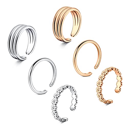 Toe Rings for Women Adjustable Toe Rings Beach Foot Summer Sandals Jewelry Silver Rose Gold