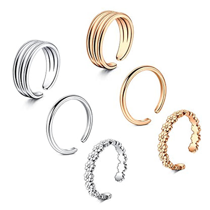 Toe Rings for Women Adjustable Toe Rings Beach Foot Summer Sandals Jewelry Silver Rose Gold