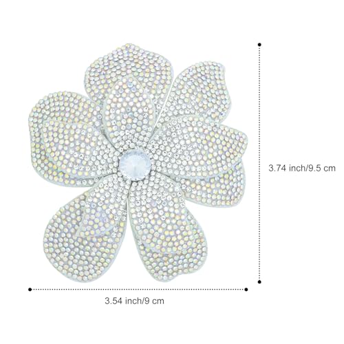 3.74 Inches Rhinestone Camellia Flower Brooch Pins & Hair Clips for Women Elegant Created Crystal Lapel Pin Brooches Wedding Party - color: White