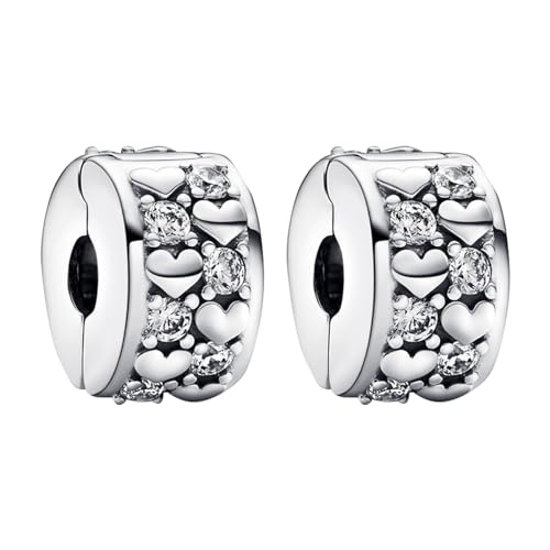 S925 Bead Pendant Charms for Bracelets Necklaces, Compatible with Pandora, Jewelry Making DIY - style: Love Heart Clip