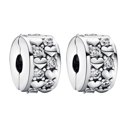 S925 Bead Pendant Charms for Bracelets Necklaces, Compatible with Pandora, Jewelry Making DIY - style: Love Heart Clip