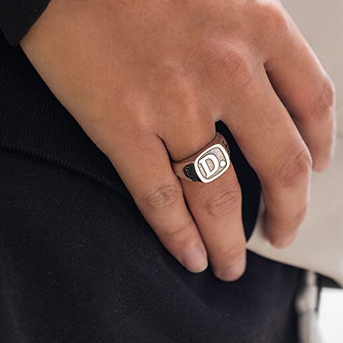 callie Custom Signet Ring - Engraved Text & Photo, Personalized Family Crest Coat Of Arms Rings, 925 Sterling Silver/Brass | Father's Day Jewelry Gifts for Men & Women - color: Initial-2