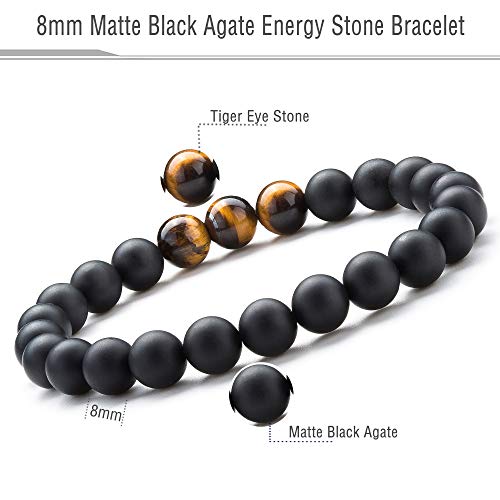 Men Women 8mm Tiger Eye Stone Beads Bracelet - color: Matte Tiger Eye-21003