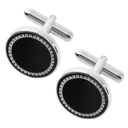 GWD Cufflinks and Tie Clip Set Personalized Cuff Links Business Wedding - style: Black-B