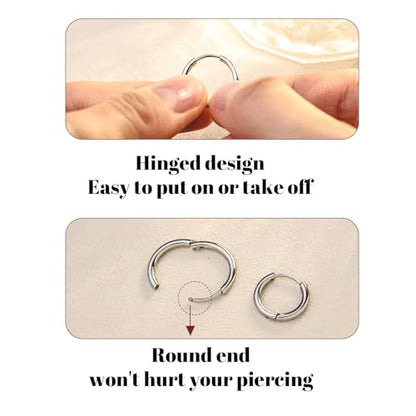 316L Surgical Steel Huggie Hoop Earrings | Dainty Pave Cubic Zirconia Cartilage Tiny Earring for Sensitive Ears Hypoallergenic Lightweight for Women Men - style: 5 colors,20G*10mm