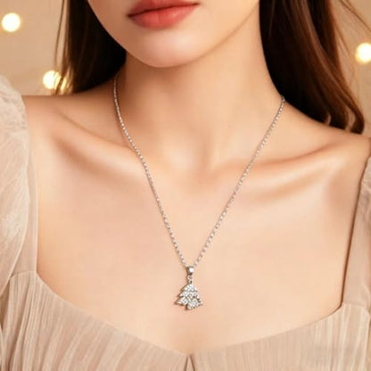 Sunflower Fidget Necklace for Women Gold Moon Necklace Rotating Heart Necklaces Spinning Crystal Flower Anxiety Necklaces Crescent Moons Jewelry Accessories - color: Silver Tree