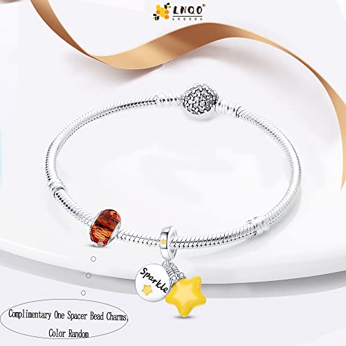 LNQOBU 925 Sterling Silver Charms Color-changing Chameleon Dangle Charm Beads Glow in the Dark Charme fits Pandora Bracelets and Necklace Jewelry Gift for Women - style: Yellow star Charm