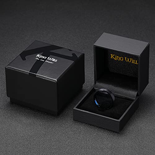 King Will Wedding Band for Men Women, 2/4/6/7/8mm Domed Matte Brushed Tungsten Carbide Rings, Solid/Dual Color Engagement Rings, Comfort Fit - color: Black&Blue-5mm