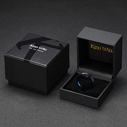 King Will Wedding Band for Men Women, 2/4/6/7/8mm Domed Matte Brushed Tungsten Carbide Rings, Solid/Dual Color Engagement Rings, Comfort Fit - color: Black&Blue-5mm