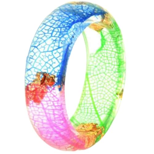 Jude Jewelers Transparent Acrylic Resin Dry Flower Candy Color Wedding Band Party Ring - color: Candy