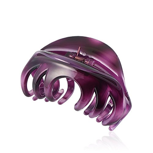 Rosette Large Chic Styling Glass Claw Clip for Women and Girls, Organic Hair Clamps Clips and Hairpins Hairgrips for Thick Hair (Purple) - color: Purple