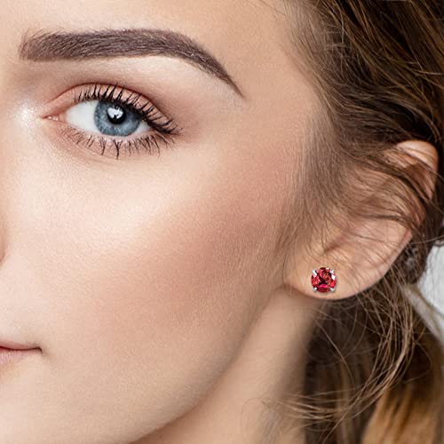 12 Pairs 18K Gold Plated Surgical Stainless Steel Stud Earrings, Star Heart Square Stud Earring for Women, Cubic Zirconia Birthstone Stud Earrings Set - color: Silver round 4mm