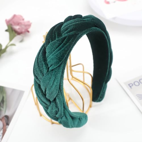 DRESHOW Velvet Braided Headband Women Hair Hoop Elastic Hair Bands Fashion Headbands for Women - color: 1 Pc Velvet Hair Hoop: Emerald Green