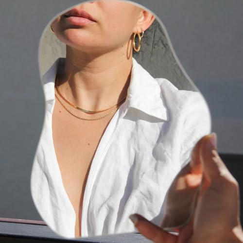 CONRAN KREMIX Waterproof Gold Necklace Layered Necklaces for Women Non Tarnish,14k Gold Plated Stainless Steel Dainty Stack Thin Chain Necklace Set for Women Gifts Jewelry - color: Gold-11