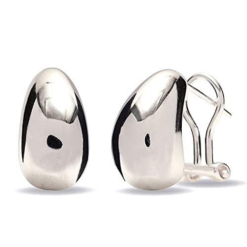 LeCalla 925 Sterling Silver Omega Back Earrings for Women | Clip-On Pierced Stud Earrings Gift for Her, Wife or Girlfriend | Classic Omega Back Stud Earrings Jewelry for Daily Wear or Special Occasions - color: Omega Clip Pierce