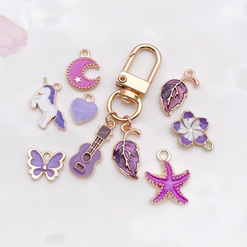 WOCRAFT 40pcs 20 pairs Assorted Enamel Bracelet Charms for Jewelry Making DIY Necklace Bracelet Earrings Keychain Crafting Charms Kit Crafts (Purple-SN999)