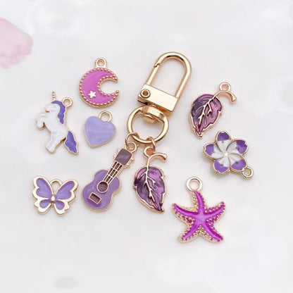 WOCRAFT 40pcs 20 pairs Assorted Enamel Bracelet Charms for Jewelry Making DIY Necklace Bracelet Earrings Keychain Crafting Charms Kit Crafts (Purple-SN999)