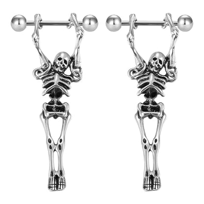 VERAMI 14G 16G Bat Devil Heart Nipple Rings Stainless Steel Heart Nipple Barbell Rings Tongue Rings Body Piercing for Women Men - color: SKULL