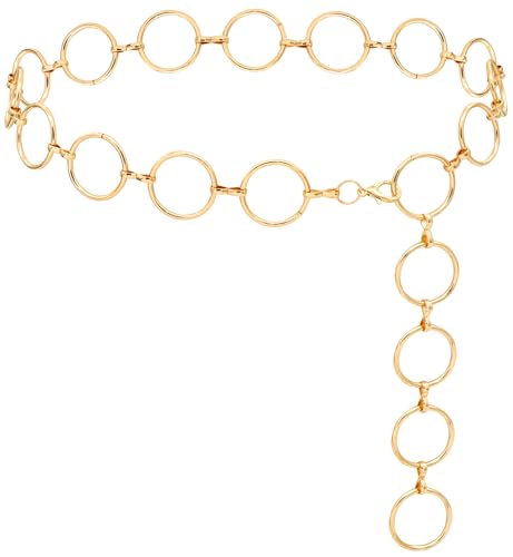LIMHOO Metal Waist Chain for Women Chunky Belly Link Chain Belt for Dresses - color: Gold 1, size: M: Length 120cm (47.2in)