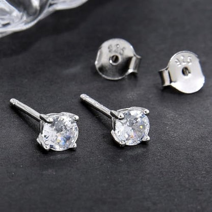 1 Pair Adabele Authentic Sterling Silver Birthstone Stud Earrings 4mm/0.25 Carat Tiny Cubic Zirconia Imitation Diamond Gemstone Hypoallergenic Nickel Free Tarnish Resistant Women Men Jewelry - color: April