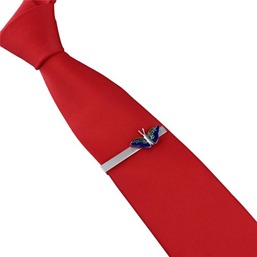HAWSON 2 inch/ 2.2 inch Tie Clip for Men, Novelty Tie Bar Clip for Men and Boys, Interesting Tie Clip for Party - color: Blue Butterfly