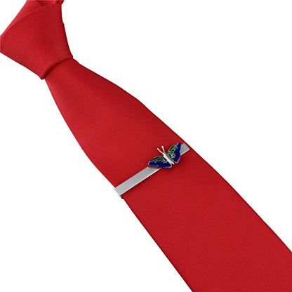 HAWSON 2 inch/ 2.2 inch Tie Clip for Men, Novelty Tie Bar Clip for Men and Boys, Interesting Tie Clip for Party - color: Blue Butterfly