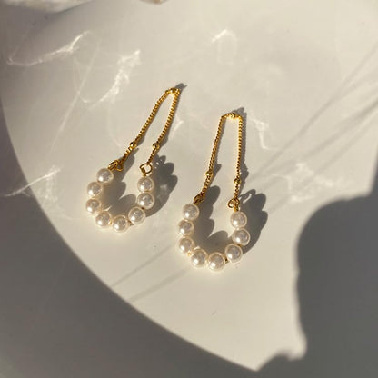Ear Cuffs Earrings for Women Non Piercing Cartilage Cuff Wrap Clip on Earrings Trendy Pearl Rhinestone Tassel Chain Earrings Jewelry for Women - color: Gold Pearl Chain Ear Cuff