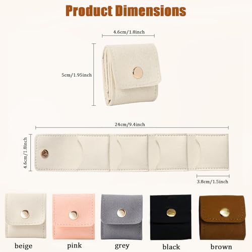 Mini Travel Jewelry Bag, Mini Travel Jewelry Roll Bag with Buckle, Jewelry Rolls (5PCS-colour) - color: 5PCS-colour