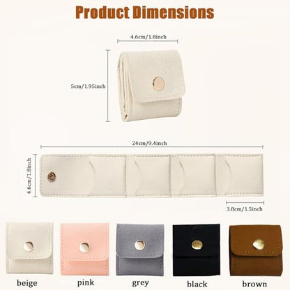 Mini Travel Jewelry Bag, Mini Travel Jewelry Roll Bag with Buckle, Jewelry Rolls (5PCS-colour) - color: 5PCS-colour
