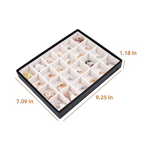 Leather Jewelry Organizer Trays Storage Drawer Display Case | Velvet Liner Stackable for Necklace,Rings and Earring (Black2) - color: Black2