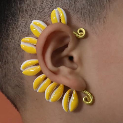 Wellike Gold Ear Cuffs For Women Non Piercing Single Clip On Earrings 18k Gold/Silver Plated Handmade Cuff Earrings Hypoallergenic Waterdrop Cowrie Shell Jewelry - color: KKWE584-S