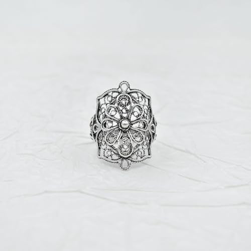 Filigranist 925 Sterling Silver Artisan Made Handcrafted Lace Embroidery Filigree Art Women Cocktail Statement Ring - style: Bold