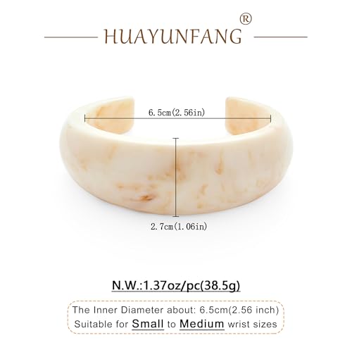 Chunky Acrylic Bangles Bracelets For Women Geometric Acrylic Resin Acetate Mottled Wide Bangle Bracelet Statement Colorful Bangles for Party - color: Cuff Bangle-Beige