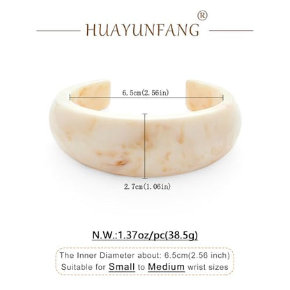 Chunky Acrylic Bangles Bracelets For Women Geometric Acrylic Resin Acetate Mottled Wide Bangle Bracelet Statement Colorful Bangles for Party - color: Cuff Bangle-Beige