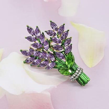 Lavender flower brooch crystal rhinestone tulip brooch elegant accessories jewelry women brooches and pins fashion jewelry wedding flowers lapel pin - color: Purple