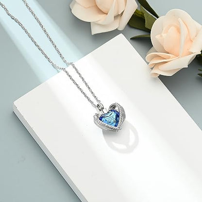 shajwo Cremation Heart Urn Necklace Ashes Jewelry for Women Men Keepsake Pendant Memorial Locket Ash Holder - color: Wing-G Blue