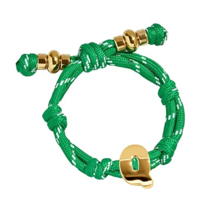 VLINRAS Bubble Initial Bracelet for Women Men, Green & Blue Knotty Puffy Letter Bracelets Gifts for Mom Dad Friends - color: Green- Q
