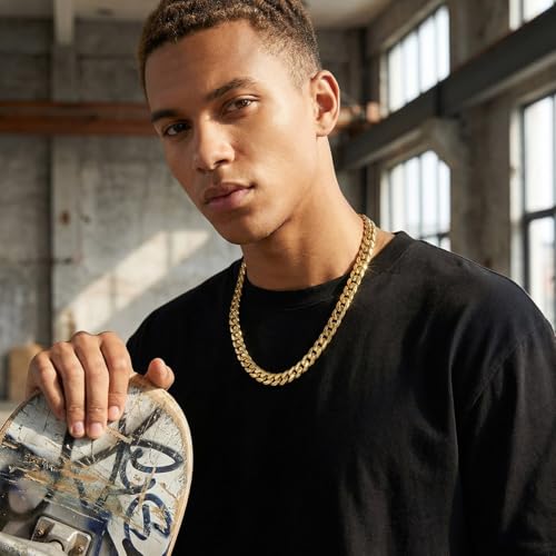 Necklace for Men Stainless Steel Statement Cuban Chain Necklace Gold/Silver/Black Plated 7mm Chain Hip Hop Jewelry 18/20/22/24/26/28/30 Inch - color: 7mm-Gold Cuban Chain, size: Length 30 Inch