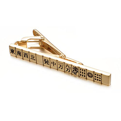 Yuorsfs Chinese Mahjong Tie Clips for Men Novelty Funny Stainless Steel Tie Clip Personalized Tie Bar Suitable For Daily - style: Mahjong Tie Clips
